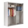 Vista diagonale senza ante Armadio in legno struttura Bianco con due ante scorrevoli, Rovere Artisan modello Sliding Totò Piccinni