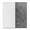 Vista frontale Armadio camera da letto in legno struttura Bianco con due ante scorrevoli, 1 Grigio Cemento e 1 Bianco Lucido modello Sliding Totò Piccinni