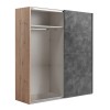 Vista diagonale con 1 anta aperta Armadio da ingresso  in legno struttura Rovere Artisan con due ante scorrevoli, Grigio Cemento modello Sliding Totò Piccinni