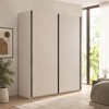 Vista ambientata con ante chiuse Armadio moderno in legno struttura Cashmere con 2 ante scorrevoli cashmere lucido modello Sliding Totò Piccinni