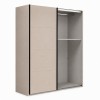 Vista diagonale con anta aperta Armadio ante scorrevoli in legno struttura Cashmere con 2 ante scorrevoli cashmere lucido modello Sliding Totò Piccinni