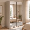 Vista ambientata con ante chiuse Armadio moderno in legno struttura Cashmere con 2 ante scorrevoli a specchio modello Sliding Totò Piccinni