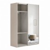 Vista diagonale con anta aperta Armadio in legno struttura Cashmere con 2 ante scorrevoli a specchio modello Sliding Totò Piccinni