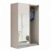Vista diagonale con anta aperta Armadio ante scorrevoli in legno struttura Cashmere con 2 ante scorrevoli a specchio modello Sliding Totò Piccinni