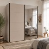 Vista ambientata con ante chiuse Armadio moderno in legno struttura Cashmere con 2 ante scorrevoli cashmere lucido e specchio modello Sliding Totò Piccinni