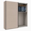 Vista diagonale con anta aperta Armadio ante scorrevoli in legno struttura Cashmere con 2 ante scorrevoli cashmere lucido e specchio modello Sliding Totò Piccinni