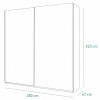 Specifica dimensioni Armadio in legno struttura Cashmere con 2 ante scorrevoli rovere artisan e specchio modello Sliding Totò Piccinni