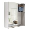 Vista diagonale con anta aperta Armadio in legno struttura Bianco con 2 ante scorrevoli a specchio modello Sliding Totò Piccinni