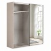 Vista diagonale con anta aperta Armadio in legno struttura Cashmere con 2 ante scorrevoli a specchio modello Sliding Totò Piccinni
