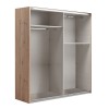 Vista diagonale senza ante Armadio da ingresso in legno struttura Rovere Artisan con 2 ante scorrevoli a specchio modello Sliding Totò Piccinni