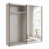 Vista diagonale con anta aperta Armadio in legno struttura Cashmere con 2 ante scorrevoli a specchio modello Sliding Totò Piccinni