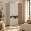 Vista Ambientata Armadio guardaroba in legno colore "Cannettato/Cashmere" con 5 ante e 1 vano modello Zefiro Totò Piccinni