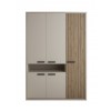 Vista frontale Armadio moderno  in legno colore "Cannettato/Cashmere" con 5 ante e 1 vano modello Zefiro Totò Piccinni