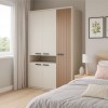 Vista ambientata Armadio guardaroba in legno colore "Cannettato/Cashmere" con 5 ante e 1 vano modello Zefiro Totò Piccinni