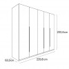 Specifica dimensioni Armadio 5 ante battenti con 1 anta a specchio Grigio Gessato/Cashmere Topmatt modello Splendida Totò Piccinni