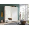 Vista ambientata Armadio design in legno con struttura Noce Brera, 2 ante scorrevoli 1 Bianco Opaco e 1 Specchio modello Sliding Totò Piccinni