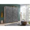 Vista ambientata Armadio design in legno struttura Noce Brera con 2 ante scorrevoli Cemento modello Sliging Totò Piccinni