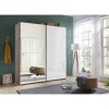 Vista Ambientata Armadio design in legno struttura Noce Brera con 2 ante scorrevoli, 1 Bianco Lucido e 1 a Specchio modello Sliding Totò Piccinni