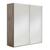 Vista diagonale con ante chiuse Armadio moderno in legno con struttura Noce Brera con 2 ante scorrevoli Bianco Opaco modello Sliding Totò Piccinni