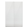 Vista frontale Armadio classico in legno struttura Noce Brera con 2 ante scorrevoli Bianco Lucido modello Sliding Totò Piccinni