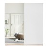 Vista frontale Armadio classico in legno con struttura Noce Brera, 2 ante scorrevoli 1 Bianco Opaco e 1 Specchio modello Sliding Totò Piccinni