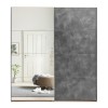 Vista frontale Armadio classico in legno struttura Noce Brera con 2 ante scorrevoli, 1 Cemento e 1 a Specchio modello Sliding Totò Piccinni