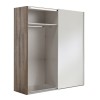 Vista diagonale con anta aperta Armadio in legno con struttura Noce Brera con 2 ante scorrevoli Bianco Opaco modello Sliding Totò Piccinni