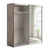 Vista diagonale con anta aperta Armadio in legno struttura Noce Brera con 2 ante scorrevoli a specchio modello Sliding Totò Piccinni
