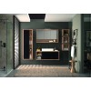 Vista ambientata Mobile bagno in legno colore "Rovere Artisan/Nero Chalet" modello Nexus Totò Piccinni