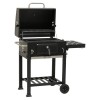 Vista diagonale aperto BBQ Barbecue a carbonella con brace regolabile e ruote modello Diablo New Totò Piccinni