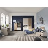 Vista diagonale Armadio multiuso  in legno colore "Cannettato/Cashmere" con 5 ante e 1 vano modello Zefiro Totò Piccinni