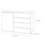 Specifica dimensioni Mobile contenitore in legno colore "Bianco Laccato/Rovere Riviera" con 4 cassetti e 1 anta modello Orbis Totò Piccinni
