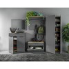 Vista ambientata Mobile contenitore in legno colore "Grigio Laccato/Rovere Miele" 1 cassetto e 2 ante modello Zenit Totò Piccinni