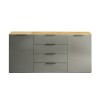 Vista frontale Madia in legno colore "Grigio Laccato/Rovere Miele" con 2 ante e 4 cassetti modello Zenit Totò Piccinni
