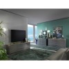 Vista ambientata Madia in legno colore "Grigio Laccato/Rovere Miele" con 1 anta e 4 cassetti modello Zenit Totò Piccinni
