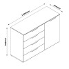 Specifica dimensioni Madia in legno colore "Grigio Laccato/Rovere Miele" con 1 anta e 4 cassetti modello Zenit Totò Piccinni