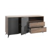 madia in legno grigio scuro laccato/noce brera vista diagonale con ante aperte