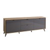 mobile porta tv salotto rovere miele/grigio laccato vista diagonale 