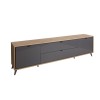 Vista diagonale Mobile porta tv in legno colore "Rovere Miele/Grigio Laccato" modello Lumen Totò Piccinni