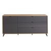 Madia soggiorno in legno colore "Rovere Miele/Grigio Laccato" 1 anta e 3 cassetti modello Lumen Totò Piccinni