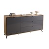 Madia con cassetti in legno colore "Rovere Miele/Grigio Laccato" 1 anta e 3 cassetti modello Lumen Totò Piccinni