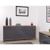 Madia in legno colore "Rovere Miele/Grigio Laccato" 1 anta e 3 cassetti modello Lumen Totò Piccinni