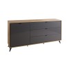 Madia classica in legno colore "Rovere Miele/Grigio Laccato" 1 anta e 3 cassetti modello Lumen Totò Piccinni