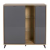 Vista frontale Madia in legno colore "Grigio Titanio/Rovere Miele" 2 ante, 3 vani 2 ripiani modello Lumen Totò Piccinni