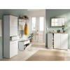 Vista ambientata Mobile contenitore in legno colore "Bianco Laccato/Rovere Riviera" con 3 ante modello Orbis Totò Piccinni