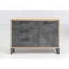 Vista frontale Mobile contenitore in legno colore "Cemento/Rovere Invecchiato" con 3 cassetti e 1 anta modello Sylva Totò Piccinni