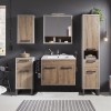 Vista ambientata Colonna Bagno 1 Anta e 1 Cassetto colore "Rovere Invhecchiato/Grigio" modello Sylva Totò Piccinni