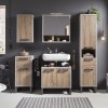 Vista ambientata Base lavabo in legno con 2 ante colore "rovere invecchiato/grigio" modello Sylva Totò Piccinni