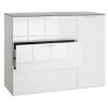 Vista diagonale Mobile contenitore moderno in legno colore "Cemento/Bianco Laccato" con 3 cassetti e 1 anta modello Zenit Totò Piccinni