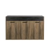 Vista frontale Mobile contenitivo in legno colore "Noce Brera/Nero Chalet" 3 cassetti e 3 ante modello Bali Totò Piccinni